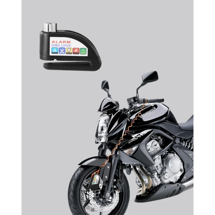 BUĞZ Titreşim Sensörlü Alarmlı Motosiklet Disk Kilidi 14mm Çelik Çift Kilitleme