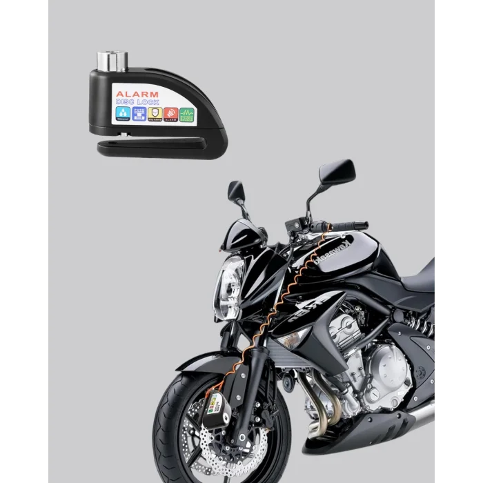 BUĞZ Titreşim Sensörlü Alarmlı Motosiklet Disk Kilidi 14mm Çelik Çift Kilitleme - Lisinya