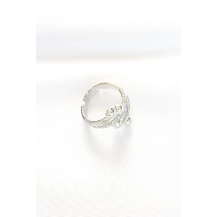 BUĞZ Topçuk Model Zirkon Taşlı Silver Renk Ayarlanabilir Yüzük - Lisinya