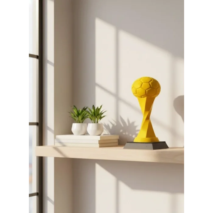 BUĞZ Toplu Kupa Sarı 21cm Dekoratif Ödül Tasarım Biblo