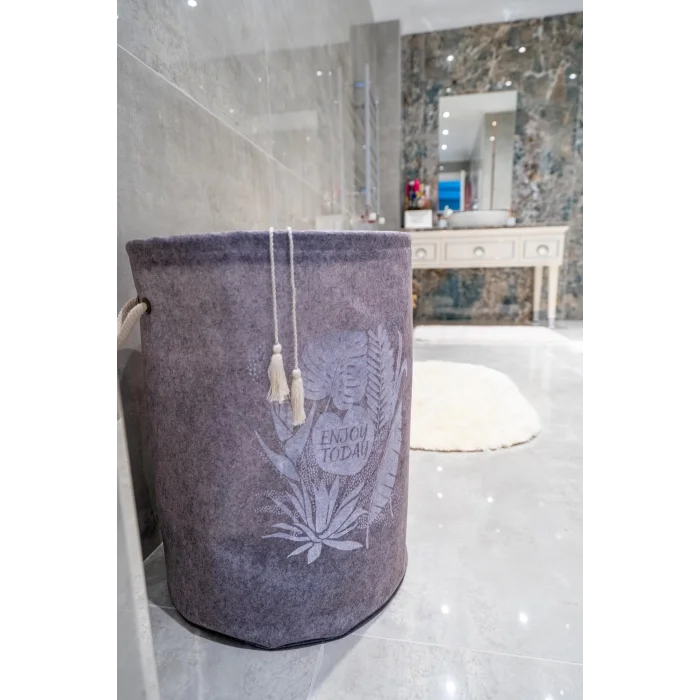  Torbalı Ve Kulplu Püskül Detaylı Düzenleyici Çok Amaçlı Organizer Keçe Sepet -03631