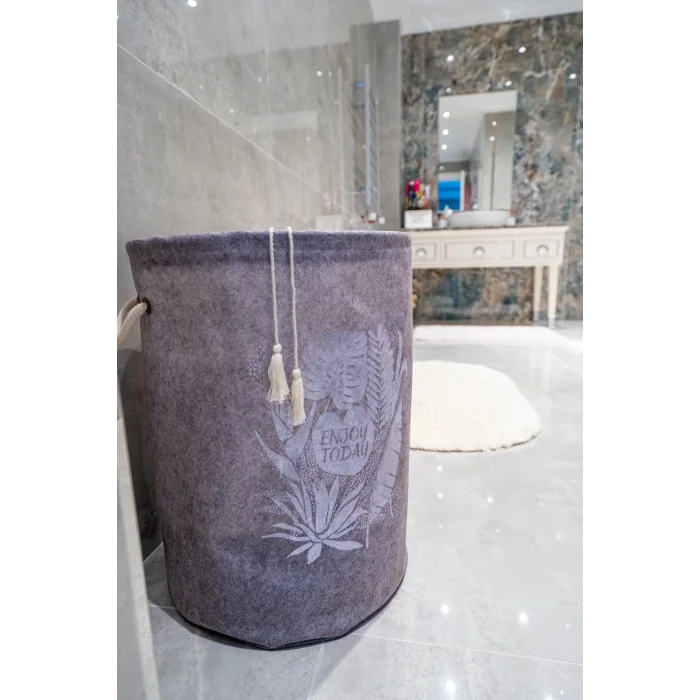 BUĞZ Torbalı ve Kulplu Püskül Detaylı Düzenleyici Çok Amaçlı Organizer Keçe Sepet -03631 ( BUĞZ )