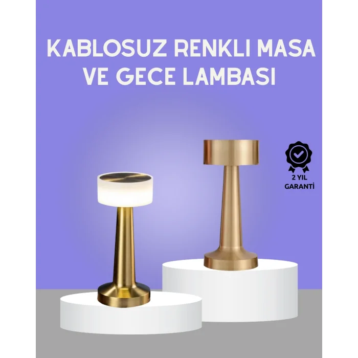 BUĞZ Touch Gece Lambası – Dokunmatik Kontrol, Kablosuz Kullanım, Metal Gövde