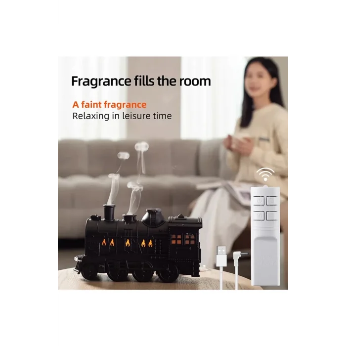 BUĞZ Tren Şeklinde Buharlı Oda Hava Nemlendirici Işık Buhar Makinesi Kumandalı