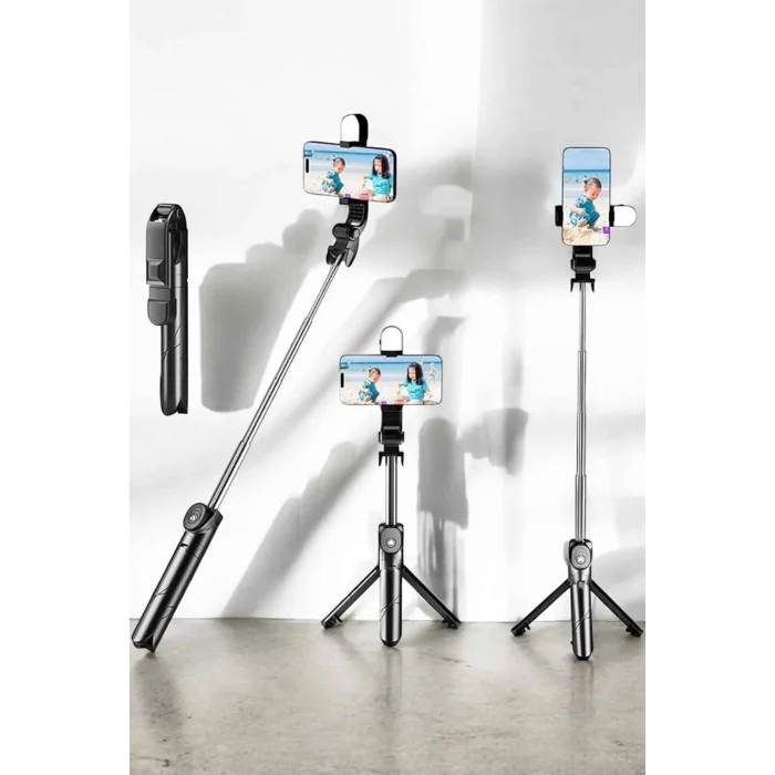 BUĞZ Tripod Kablosuz Bluetooth Bağlantılı Selfie Çubuğu 360 Derece Dönebilen