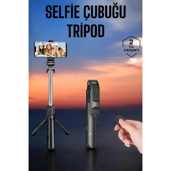 BUĞZ Tripod Kablosuz Bluetooth Bağlantılı Selfie Çubuğu 360 Derece Dönebilen