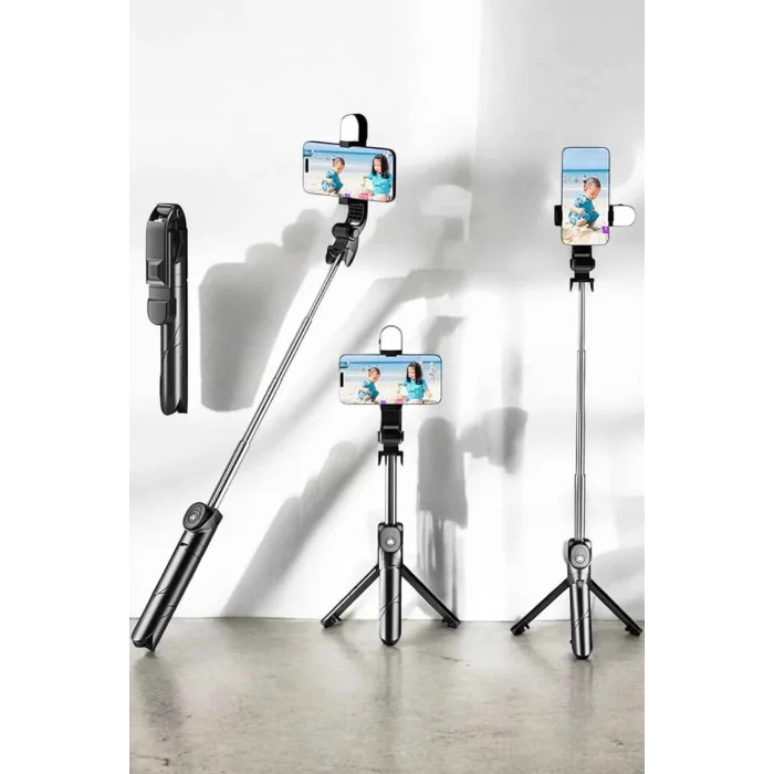  Tripod Kablosuz Bluetooth Bağlantılı Selfie Çubuğu 360 Derece Dönebilen