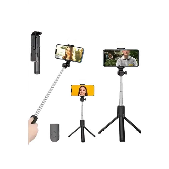 BUĞZ Tripod Selfie Çubuğu Bluetooth Kumandalı Kablosuz Led Işıklı