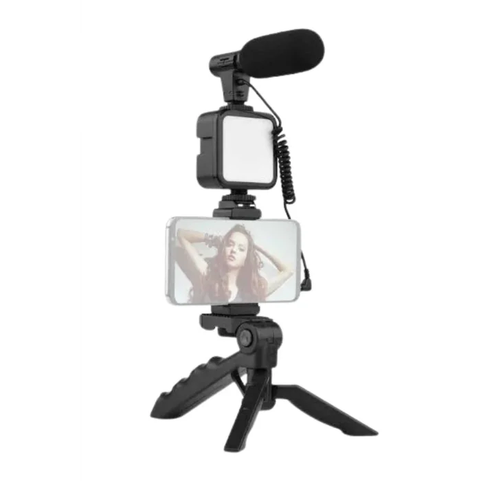 BUĞZ Tripod Telefon Tutucu Kumandalı Mikrofon Led Işık Vlog Video Kayıt