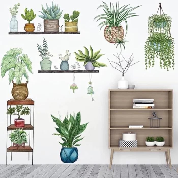  Tropikal Bitkiler Duvar Stickerı Model D