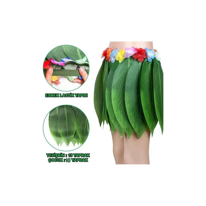 BUĞZ Tropikal Esintili Hawaii Yapraklı Parti Eteği Çocuk Boy