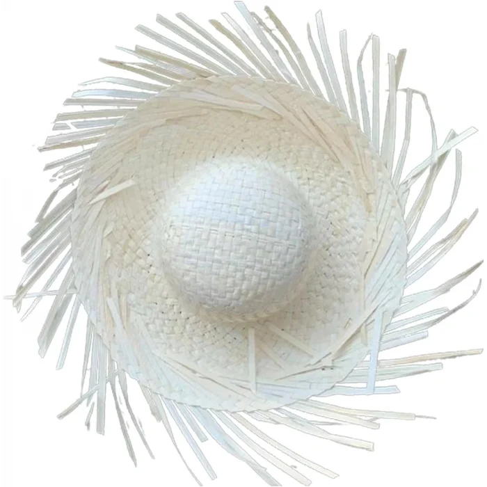  Tropikal Parti Beyaz Hasır Hawaii Şapkası 13x36 cm