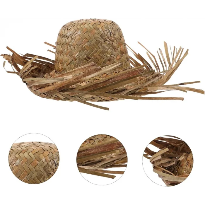 BUĞZ Tropikal Parti Naturel Hasır Hawaii Şapkası 13x36 cm