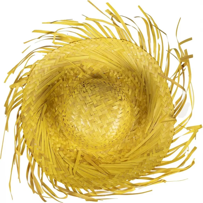 BUĞZ Tropikal Parti Sarı Hasır Hawaii Şapkası 13x36 cm