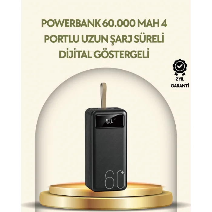  Tüm Cihazlarla Uyumlu LED Fenerli 4 Çıkışlı Powerbank