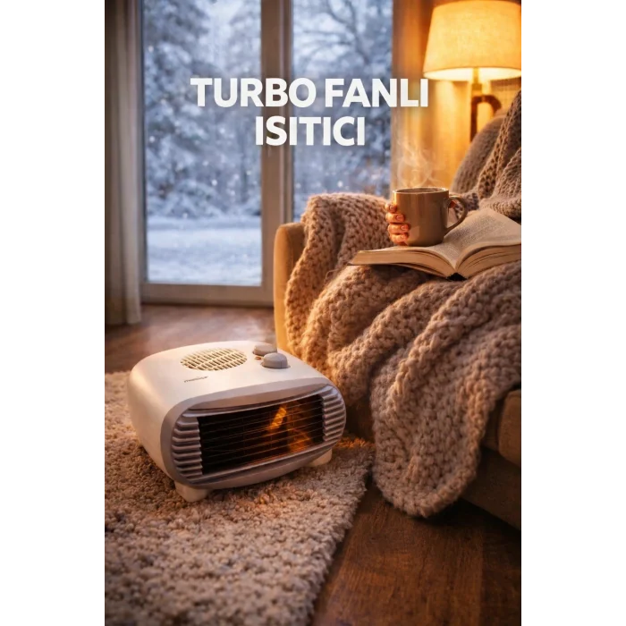 BUĞZ Turbo Fanlı 2000W Elektrikli Isıtıcı – 2 Kademeli Sessiz ve Güvenli Sıcak Hava Üfleme Turbo Soba