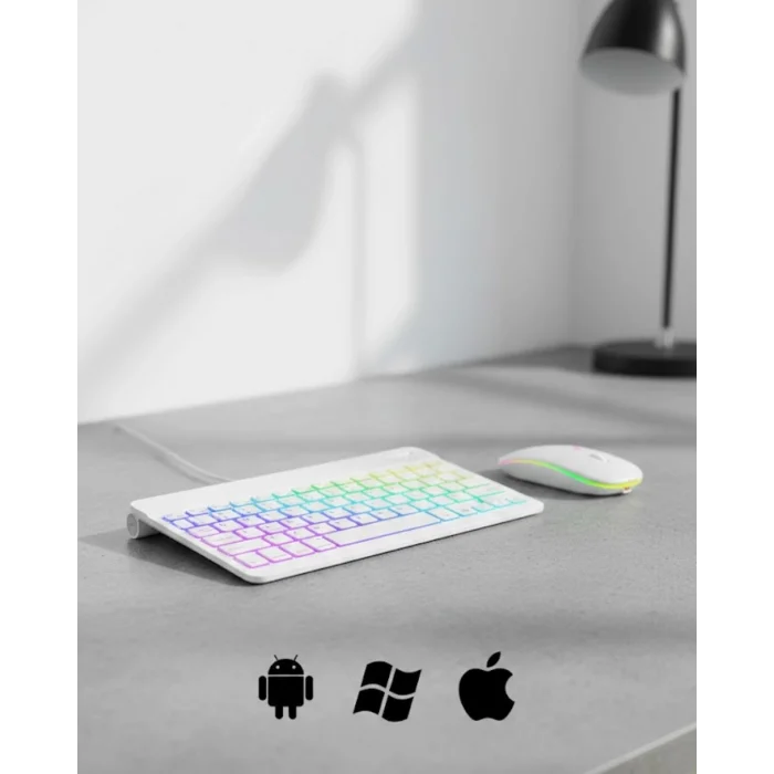 BUĞZ Türkçe Q Aydınlatmalı Klavye Mouse Seti Kablosuz Bluetooth Destekli