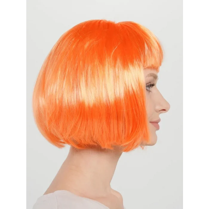 BUĞZ Turuncu Renk Küt Parti Peruğu Kısa Takma Saç