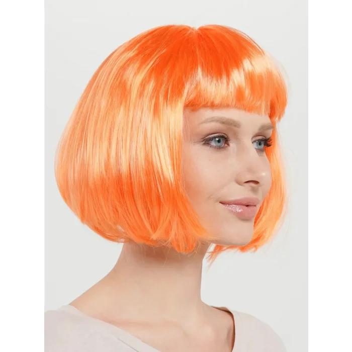 BUĞZ Turuncu Renk Parti Peruğu Küt Saç