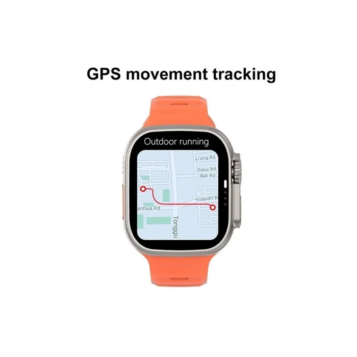 BUĞZ Turuncu Silikon Kordonlu Siyah Kasa Akıllı Saat, GPS ve Nabız Sensörü İçeren 49 mm Ekranlı Model