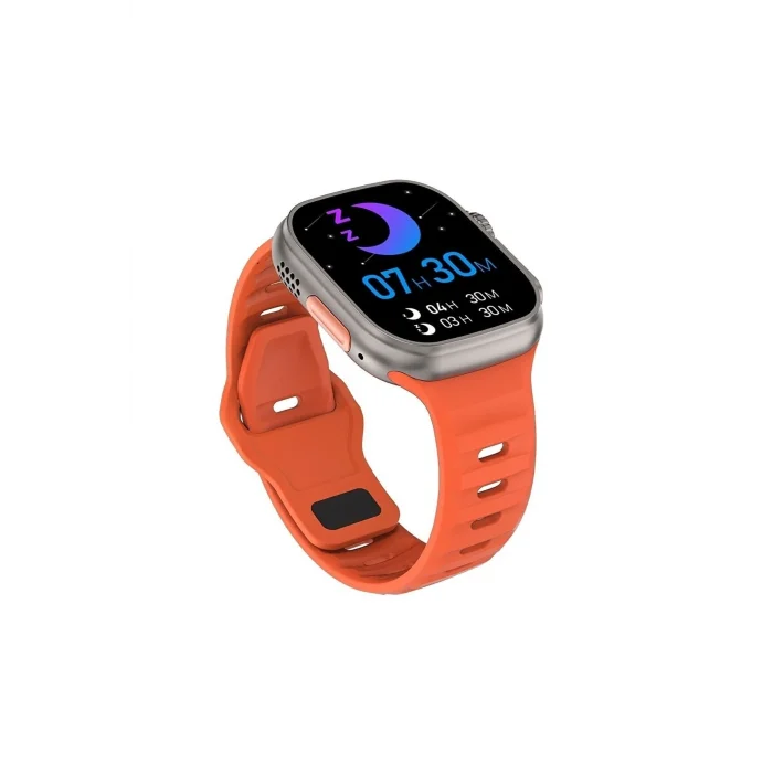 BUĞZ Turuncu Silikon Kordonlu Siyah Kasa Akıllı Saat, GPS ve Nabız Sensörü İçeren 49 mm Ekranlı Model