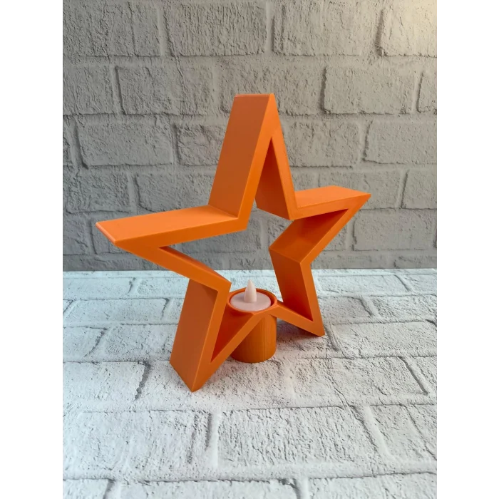 BUĞZ Turuncu Yıldız Mumluk Loş Işık Salon Dekoru - Lisinya