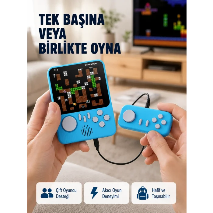 BUĞZ TV Bağlantılı Çift Oyunculu Şarjlı Retro Gamepad Seti