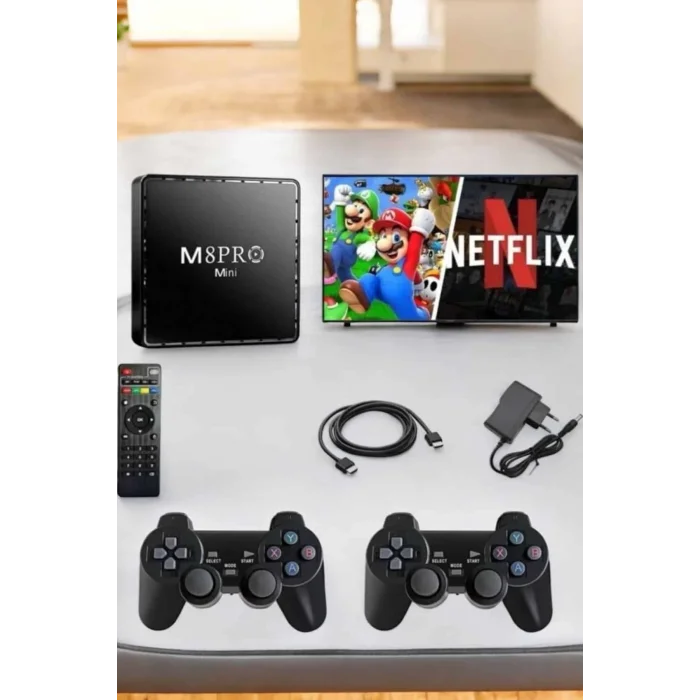  TV Box Çift Oyun Kollu 10000 Oyunlu Atari