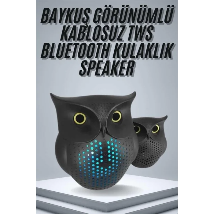  TWS Bluetooth Hoparlör Baykuş Tasarımlı Taşınabilir RGB Işıklı Uzun Pil Ömrü