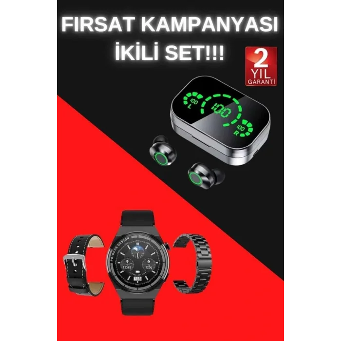 BUĞZ TWS Bluetooth Kulaklık ve Akıllı Saat Uyku Takibi Nabız Ölçer Uzun Pil Ömrü