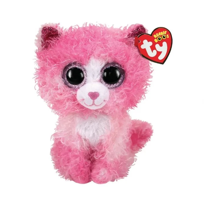 Ty Beanie Boos Peluş Pembe Kırpık Kedi Reagan 15 cm