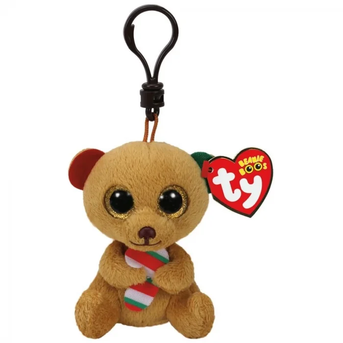  TY Bella - Brown Bear W/Candy Cane Peluş Anahtarlık