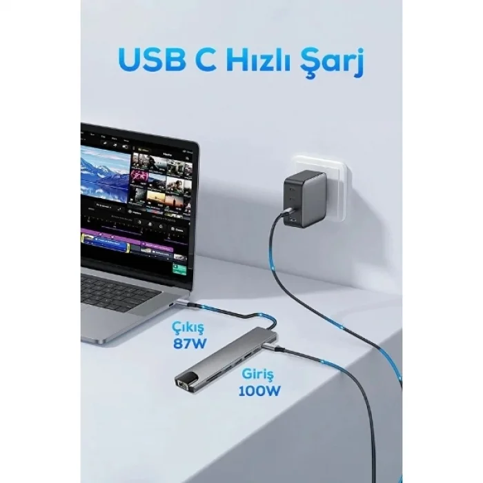 BUĞZ Type C Girişli 8 Port Dönüştürücü Ve Çoklayıcı
