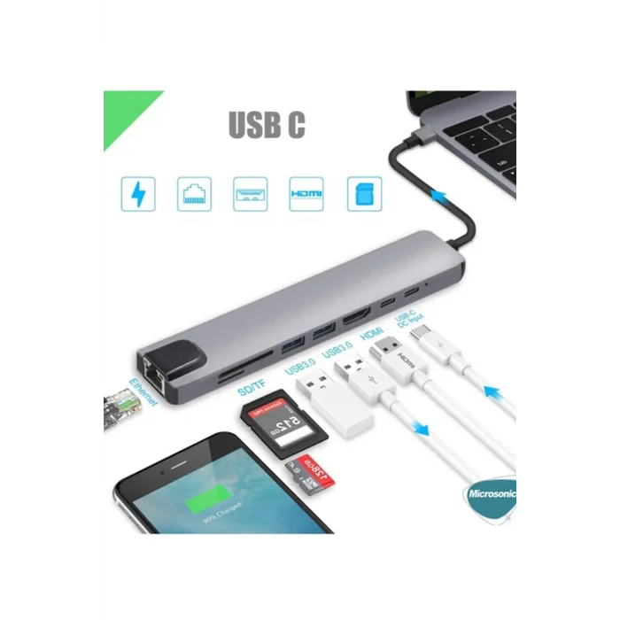 BUĞZ Type-c To Hdtv Multifunction Adapter 8 Port Kablo
