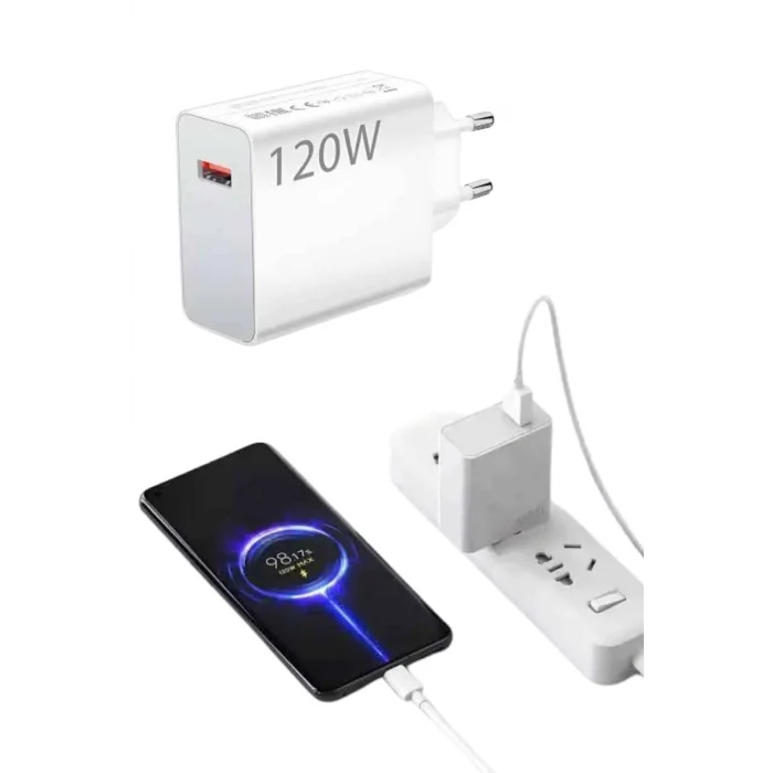 BUĞZ Type C Yüksek Hızlı Şarj Aleti Beyaz 120W Ultra Uzun Ömürlü - BUĞZ