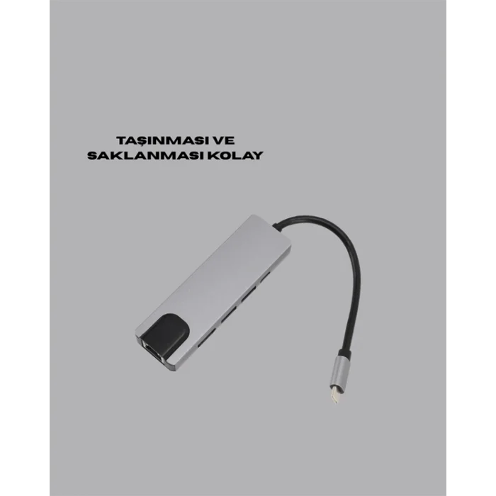  Type‑C Dönüştürücü – 2×USB3.0, SD/MS, 4K HDMI & RJ45 ile Profesyonel Kullanım