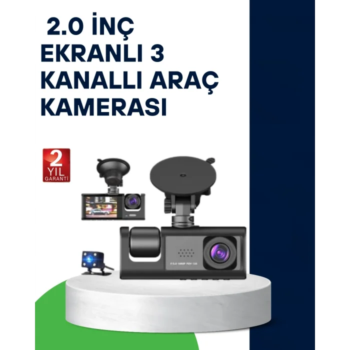 BUĞZ Üç Kameralı Araç Kamerası Full HD Gece Görüş  G-Sensör