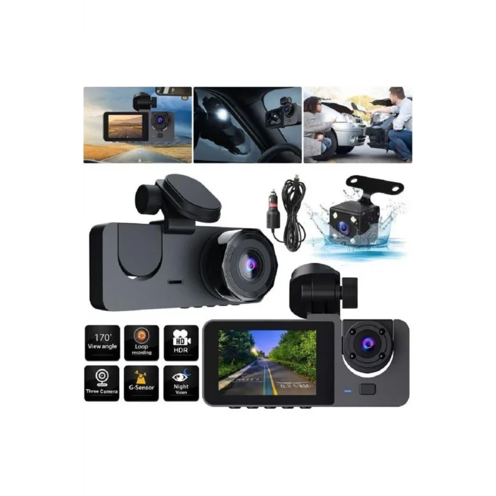  Üç Kameralı Ön Iç Arka Araç Içi Kamera Wifi Viidure App Mpıa CC38 64GB