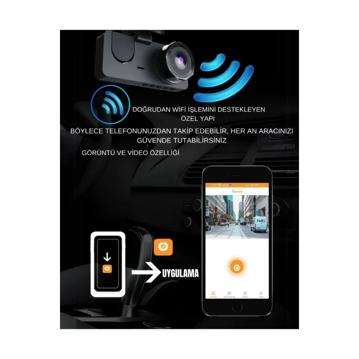  Üç Kameralı Wi‑Fi Araç İçi Kamera – GPS Takip & G-Sensor Özellikli Güvenlik Çözümü
