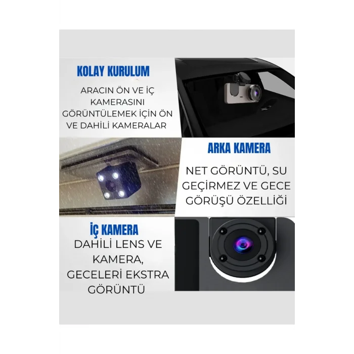  Üç Kameralı Wi‑Fi Araç İçi Kamera – GPS Takip & G-Sensor Özellikli Güvenlik Çözümü