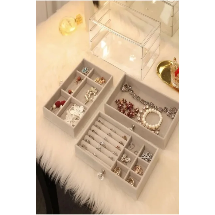 BUĞZ Üç Katlı Çekmeceli Takı Kozmetik Organizer