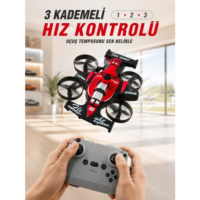 BUĞZ Uçan Araba Drone 4 Korumalı Pervaneli 360° Akrobatik Hareket Uzaktan Kumandalı