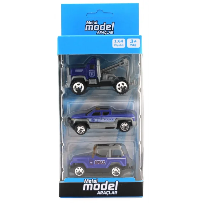  Üçlü Metal Çekicili Polis Araçları 1018D