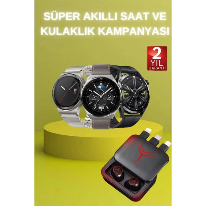 BUĞZ Ucuz Kaliteli Akıllı Saat ve Powerbank Bluetooth Kulaklık 5.1 Stereo ANC Özelliği - BUĞZ