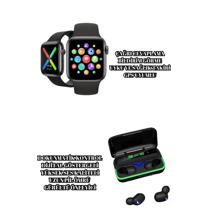 BUĞZ Ucuz ve Kaliteli Kulaklıklı Saat Seti Bluetooth Bağlantılı Akıllı Saat ve Kulaklık - BUĞZ