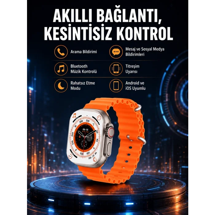 BUĞZ Ultra Akıllı Saat 49 Mm Çift Kordonlu Arama Cevaplama Bluetooth Bağlantılı