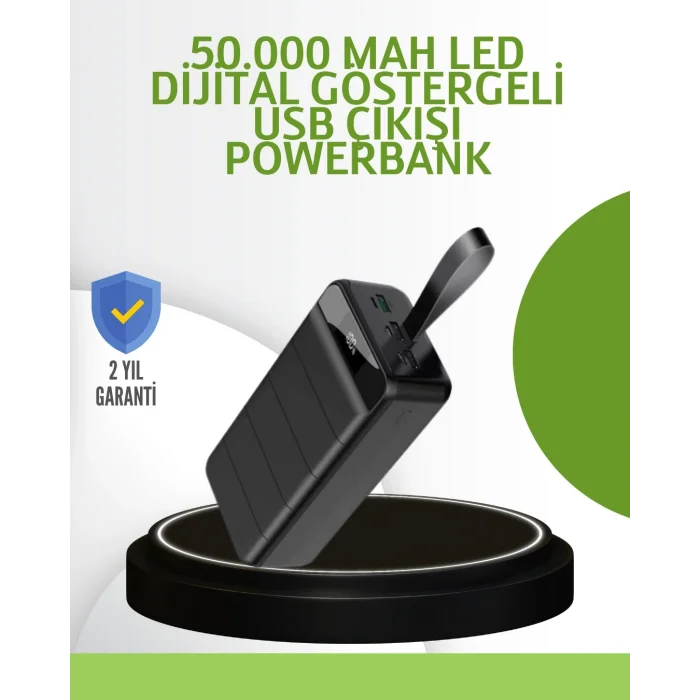 BUĞZ Ultra Güçlü 50.000 mAh Powerbank – LED Ekranlı, Çoklu Bağlantı Seçenekli, Akıllı Koruma Sistemli Şarj Ünitesi