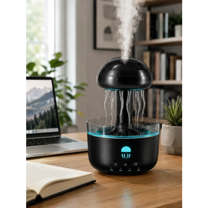 BUĞZ Ultrasonik Denizanası Hava Nemlendirici Sessiz Çalışan RGB Ortam Işıklı Aromaterapi Difüzörü