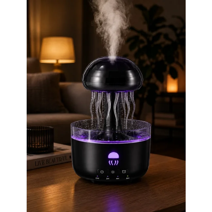 BUĞZ Ultrasonik Denizanası Hava Nemlendirici Sessiz Çalışan RGB Ortam Işıklı Aromaterapi Difüzörü
