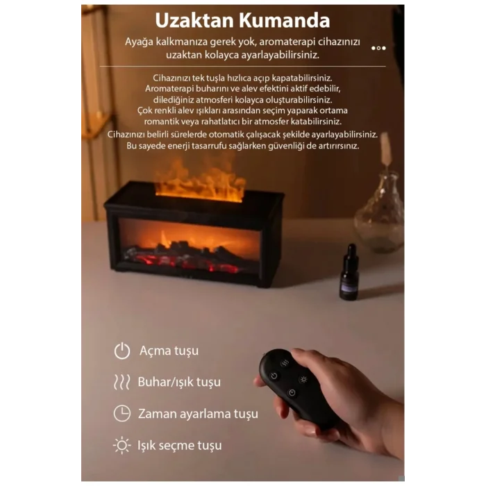 BUĞZ Ultrasonik şömine görünümlü hava nemlendirici 250 ml bordo 220-240V 2 yıl garantili